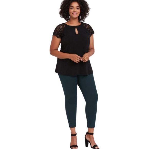 Torrid Tops Torrid Black Studio Knit Lace Sleeve Top - Picture 3 of 3